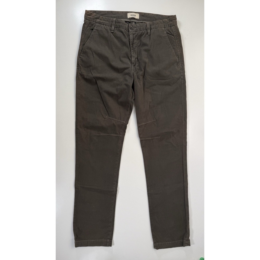 BALDWIN Liam Chino Pant Mens 34x33 Olive Green Made in USA Stretch Soft READ‎
